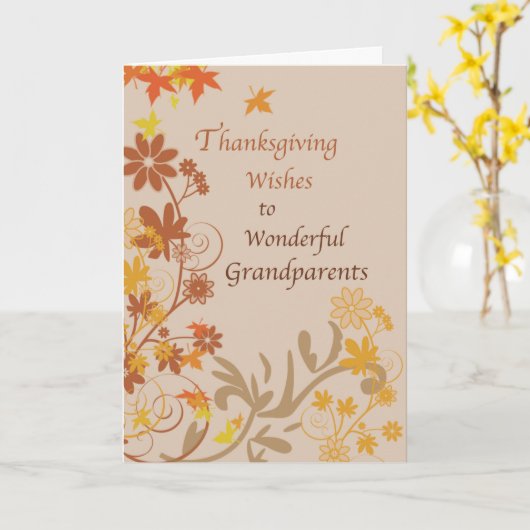 Thanksgiving van grootouders wil met valgrepen kaart (Gele Bloem)