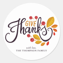 Thanksgiving van herfst-bladeren en bessen ronde sticker