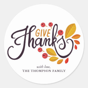 Thanksgiving van herfst-bladeren en bessen ronde sticker