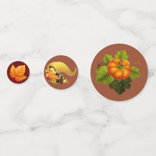 Thanksgiving van herfstbladeren, pompoenen en vruc confetti (Voorkanten)