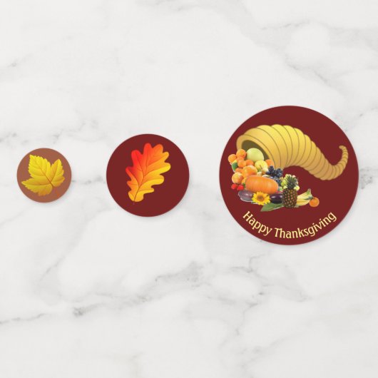 Thanksgiving van herfstbladeren, pompoenen en vruc confetti (Achterkanten)