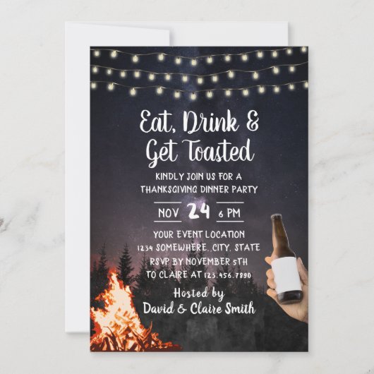 Thanksgiving van het bos van Bonfire & Beer Kaart (Voorkant)