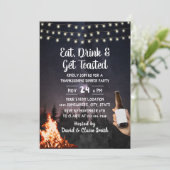 Thanksgiving van het bos van Bonfire & Beer Kaart (Staand voorkant)