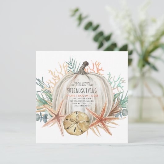 Thanksgiving van Kustpomkin Friendsgiving Kaart (Staand voorkant)