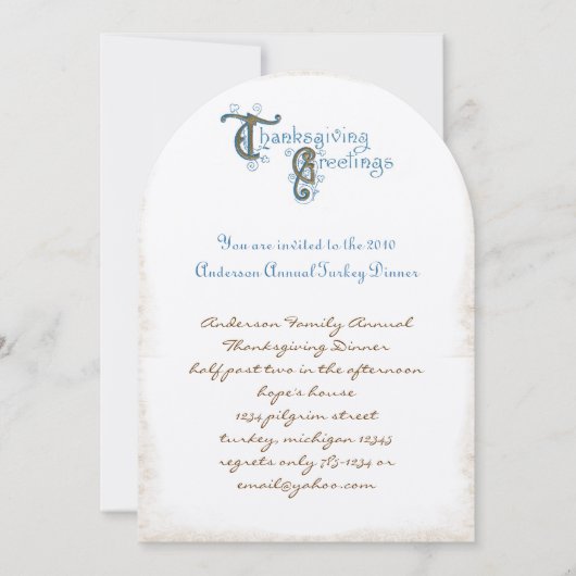 Thanksgiving van lettertype Oogst Uitnodigingen (Voorkant)