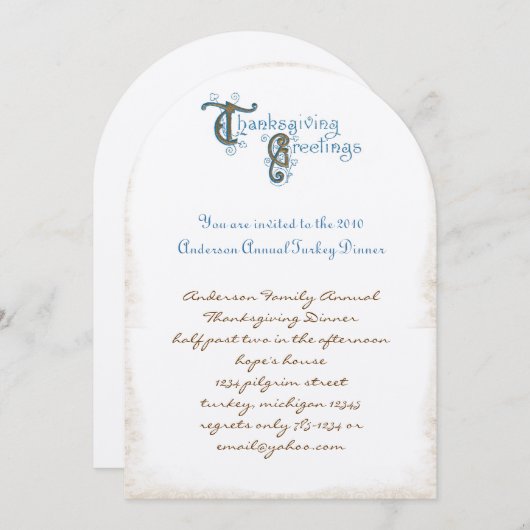 Thanksgiving van lettertype Oogst Uitnodigingen (Voorkant / Achterkant)