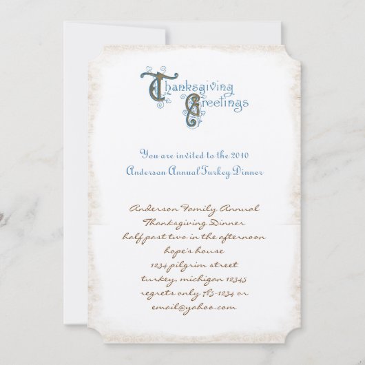  Thanksgiving van lettertype Oogst Uitnodigingen (Voorkant)