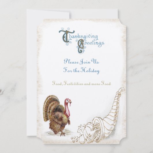 Thanksgiving van lettertype Oogst Uitnodigingen (Achterkant)