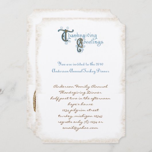 Thanksgiving van lettertype Oogst Uitnodigingen (Voorkant / Achterkant)