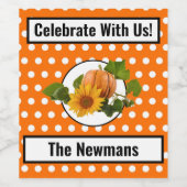 Thanksgiving van Oranje en witte poka Wijn Etiket (Enkel label)