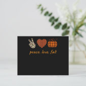Thanksgiving van Peace Love Herfst Leopard Pumpkin Aankondigingskaart (Staand voorkant)