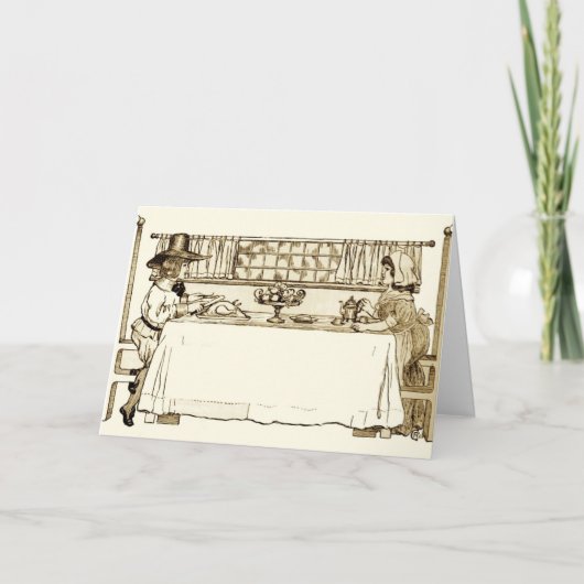  Thanksgiving van Pilgrim Girl en Boy Feestdagen Kaart (Voorkant)