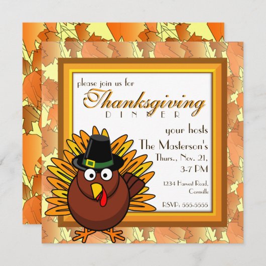 Thanksgiving van Pilgrim Turkey Kaart (Voorkant / Achterkant)