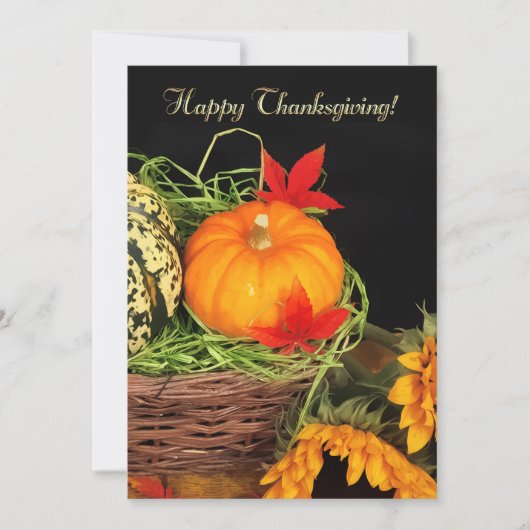 Thanksgiving van pompoen en zonnebloemen kaart (Voorkant)