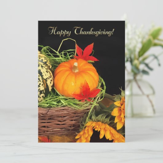 Thanksgiving van pompoen en zonnebloemen kaart (Staand voorkant)