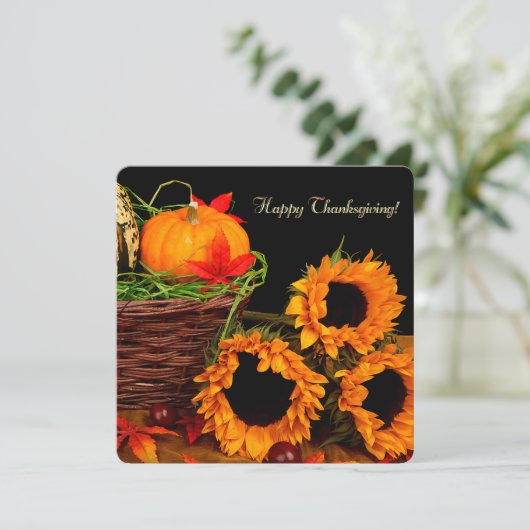 Thanksgiving van pompoen en zonnebloemen kaart (Staand voorkant)