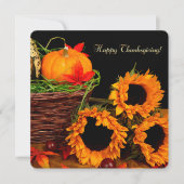 Thanksgiving van pompoen en zonnebloemen kaart (Voorkant)