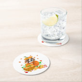 Thanksgiving van pompoen in pompoen ronde kartonnen onderzetter (Insitu)