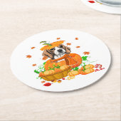 Thanksgiving van pompoen in pompoen ronde kartonnen onderzetter (Gebogen)