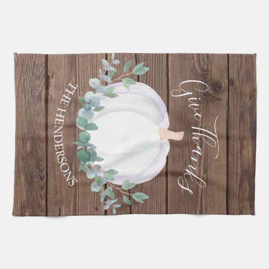 Thanksgiving van pompoenschuur theedoek (Horizontaal)