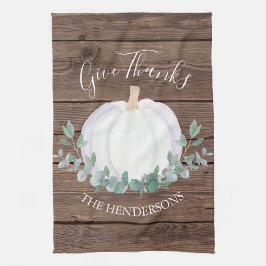 Thanksgiving van pompoenschuur theedoek (Verticaal)