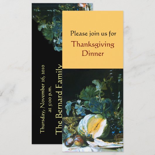 THANKSGIVING van PUMPKIN, FRUITS EN GLASSWARE Kaart (Voorkant / Achterkant)