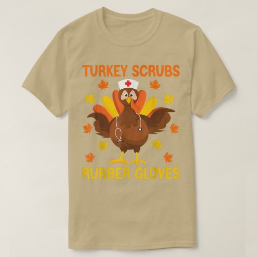 Thanksgiving van rubberen handschoenen in Turkije T-shirt (Design voorkant)
