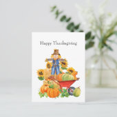 Thanksgiving van  Tan Scarecrow Zonnebloem Feestdagenkaart (Staand voorkant)