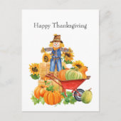 Thanksgiving van  Tan Scarecrow Zonnebloem Feestdagenkaart (Voorkant)