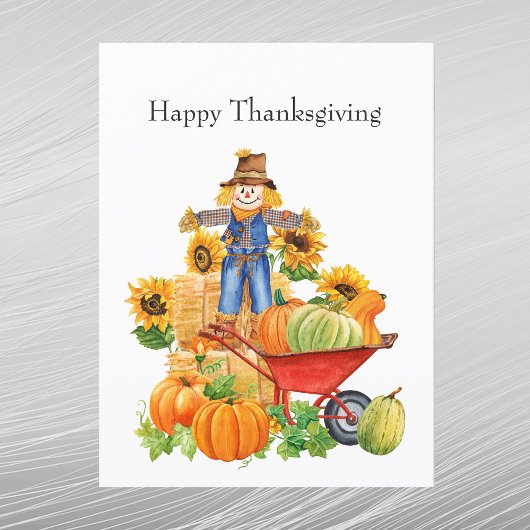 Thanksgiving van  Tan Scarecrow Zonnebloem Feestdagenkaart