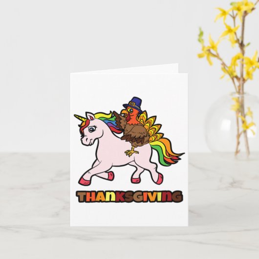 Thanksgiving van Unicorn in Turkije Kaart (Gele Bloem)