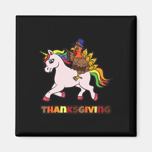 Thanksgiving van Unicorn in Turkije Magneet (Voorkant)