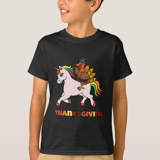 Thanksgiving van Unicorn in Turkije T-shirt (Voorkant)