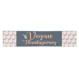 Thanksgiving van Vegan blauw met oranje tekst bloe Korte Tafelloper