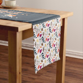 Thanksgiving van Vegan blauw met oranje tekst bloe Korte Tafelloper (Voorbeeld)