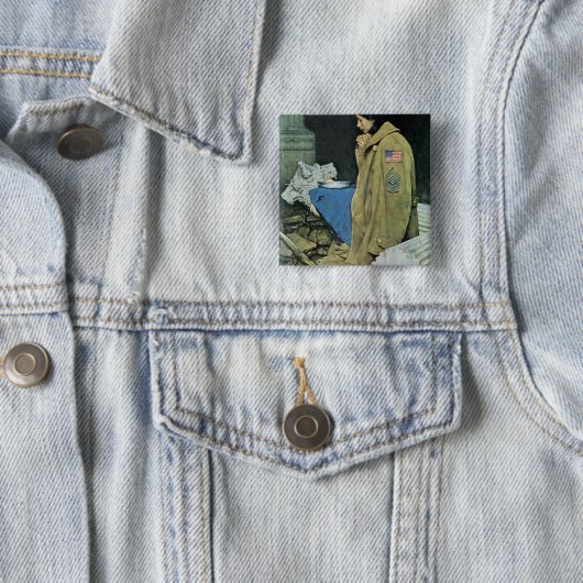 Thanksgiving van vluchtelingen vierkante button 5,1 cm (In situ)