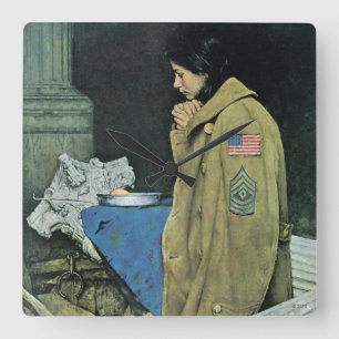 Thanksgiving van vluchtelingen vierkante klok