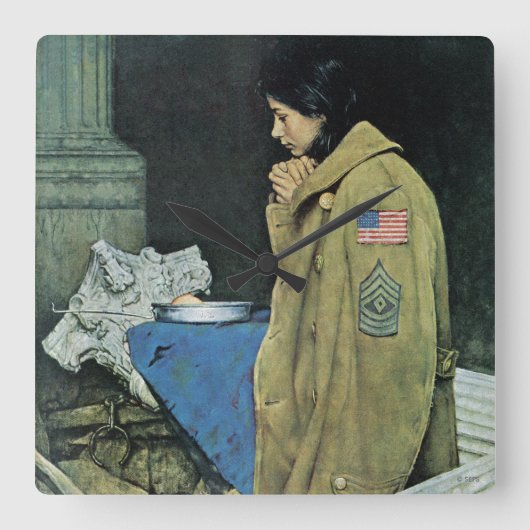 Thanksgiving van vluchtelingen vierkante klok (Voorkant)