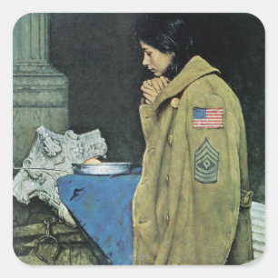 Thanksgiving van vluchtelingen vierkante sticker