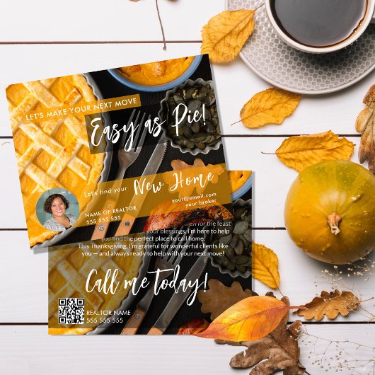 Thanksgiving Vastgoed Ansichtkaart, Laten we het v Flyer