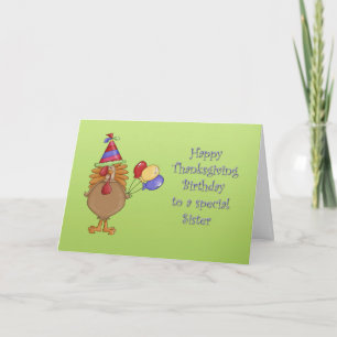Thanksgiving verjaardag zus feestdagen kaart