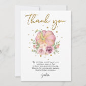 Thanksgiving Verjaardags Pompoen Roze Bedankkaart (Voorkant)