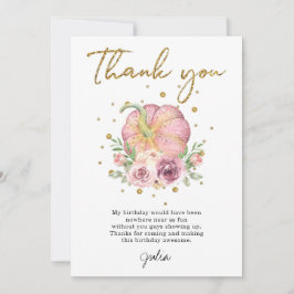 Thanksgiving Verjaardags Pompoen Roze Bedankkaart