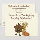 Thanksgiving Verjaardagsuitnodiging - Jongens Kaart (Voorkant / Achterkant)