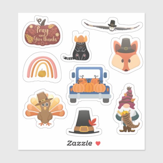 Thanksgiving verpakking 1 met 9 design- stickers (Vel)