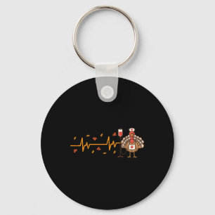 Thanksgiving Verpleegster Hartslag Kalkoen Herfst Sleutelhanger