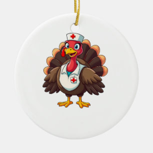 Thanksgiving Verpleegster Kalkoen Ziekenhuis Medic Keramisch Ornament