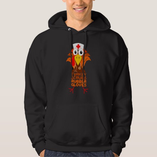 Thanksgiving Verpleegster Turkije kruipt rubberen  Hoodie (Voorkant)