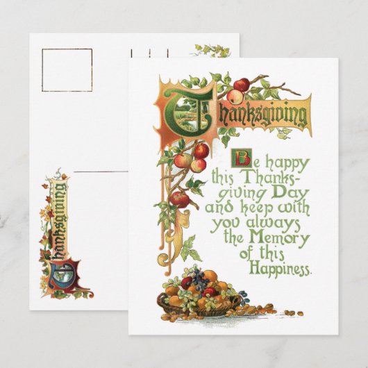 Thanksgiving Verse en oogstfruit Feestdagenkaart (Voorkant / Achterkant)