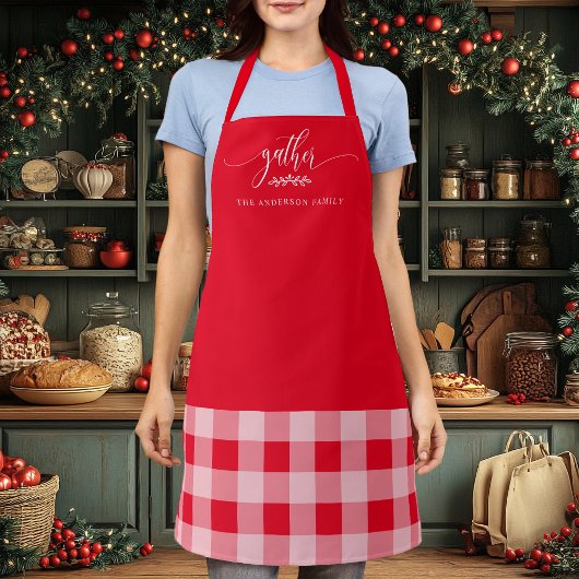 Thanksgiving Verzamel Herfst Rood & Wit Geruit Schort